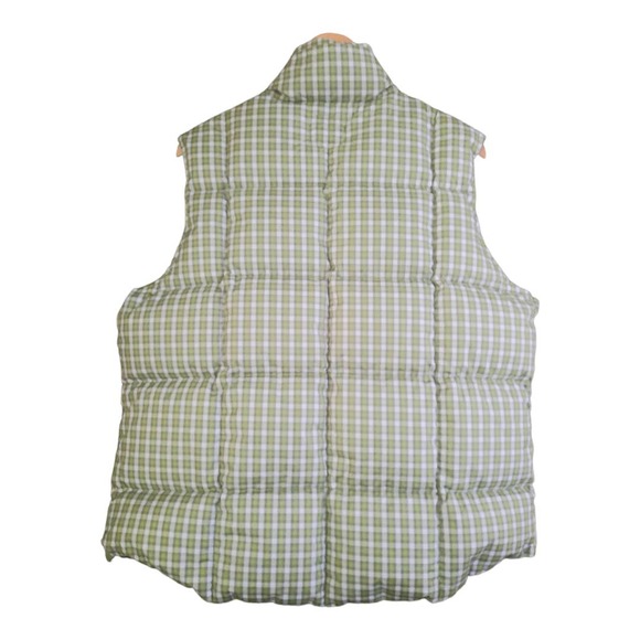 Lands End Womens Green Checked Down Blend Snap Vest Size XL - Picture 2 of 7